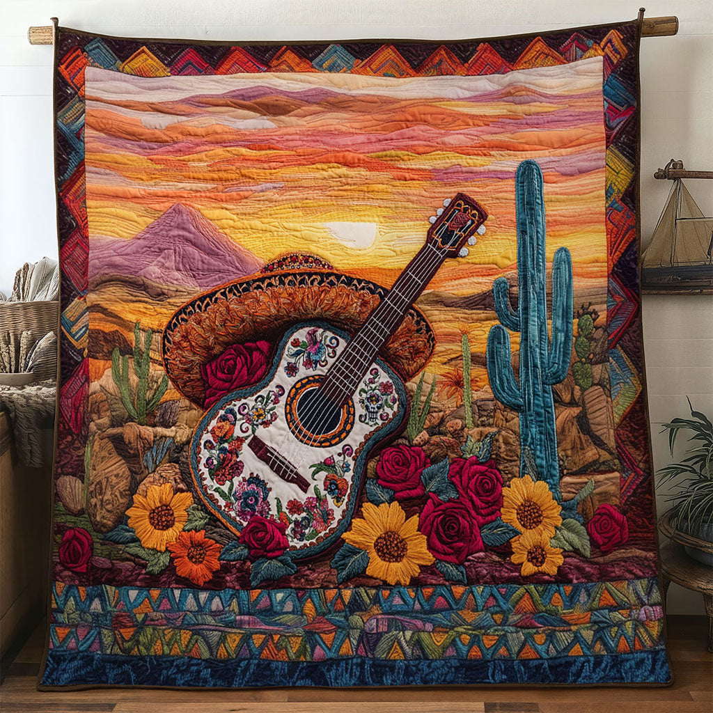 Painted Dream Guitar Quilt Trendy Quilt Blanket for Modern Home Interiors