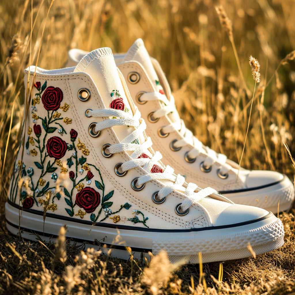 Painted Flower Canvas High Tops Merch Gift