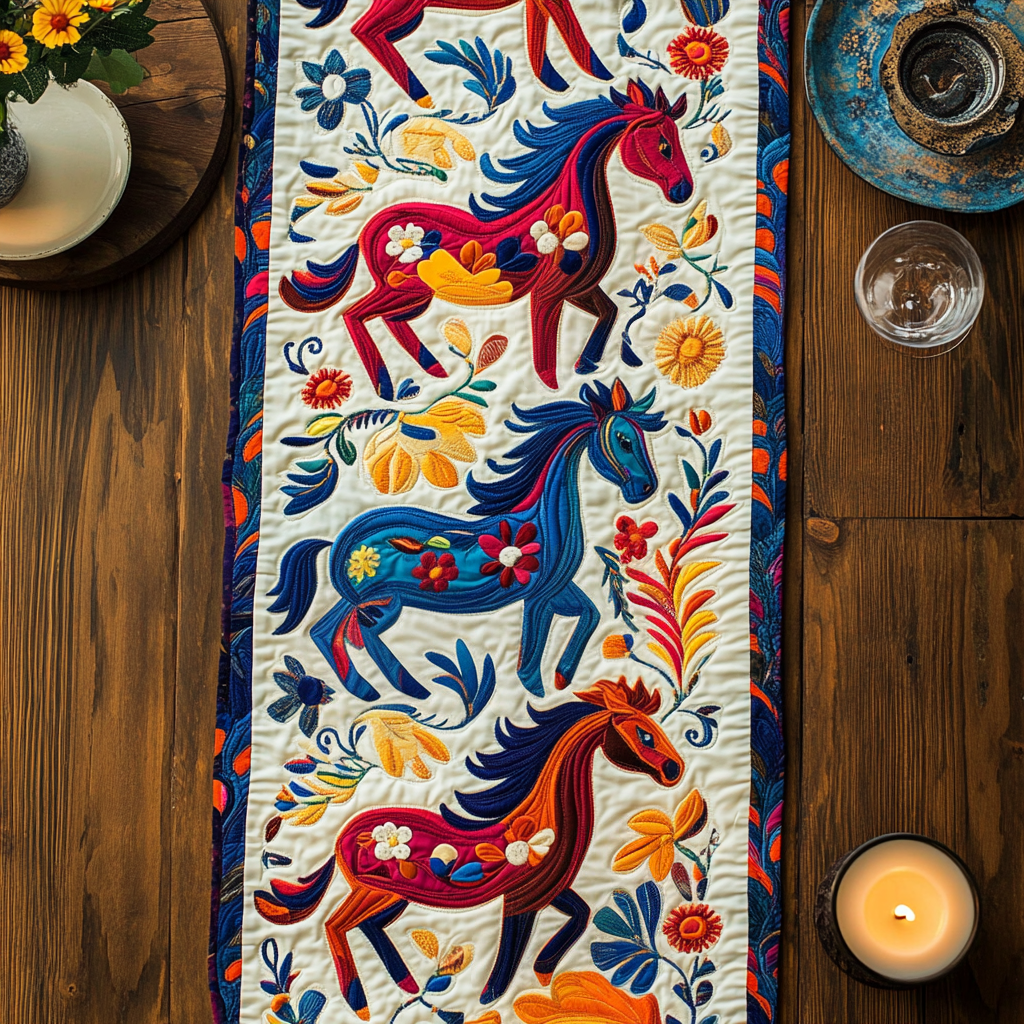 Painted Hooves Quilted Table Runner Dining Room Decor Gift Ideas For A Horse Loving Woman