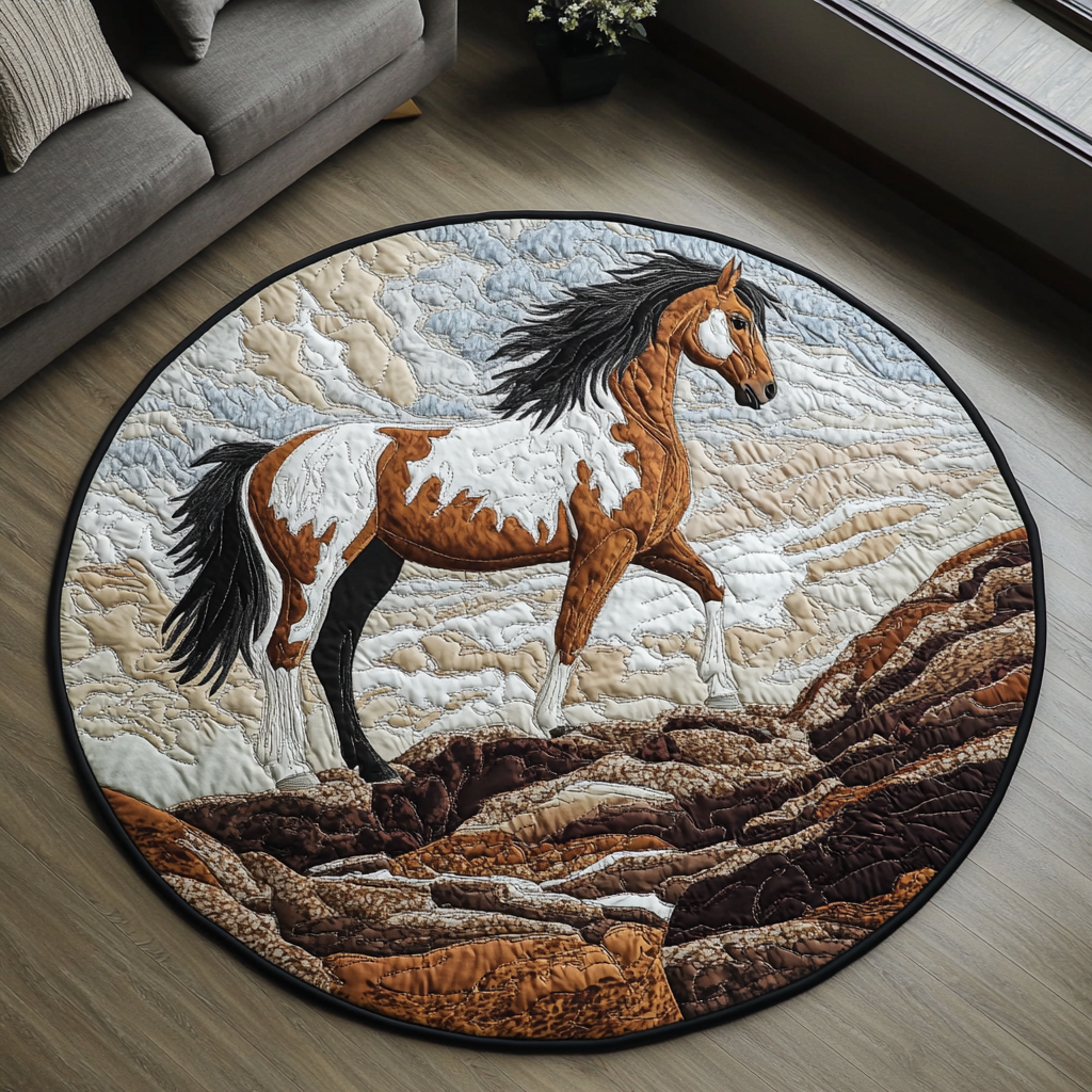 Painted Legacy Quilted Round Mat Entryway Decor Gifts For Horse Lovers Woman