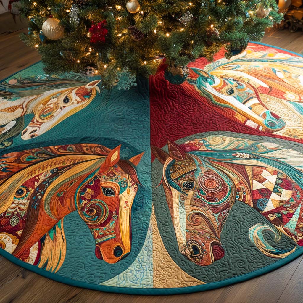 Painted Plains Quilted Tree Skirt Luxury Quilted Christmas Tree Skirt for Family Celebration