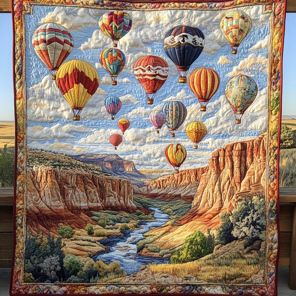 Painted Skies Quilted Blanket Christmas Room Decor Sky Air Balloon Gifts For Friends