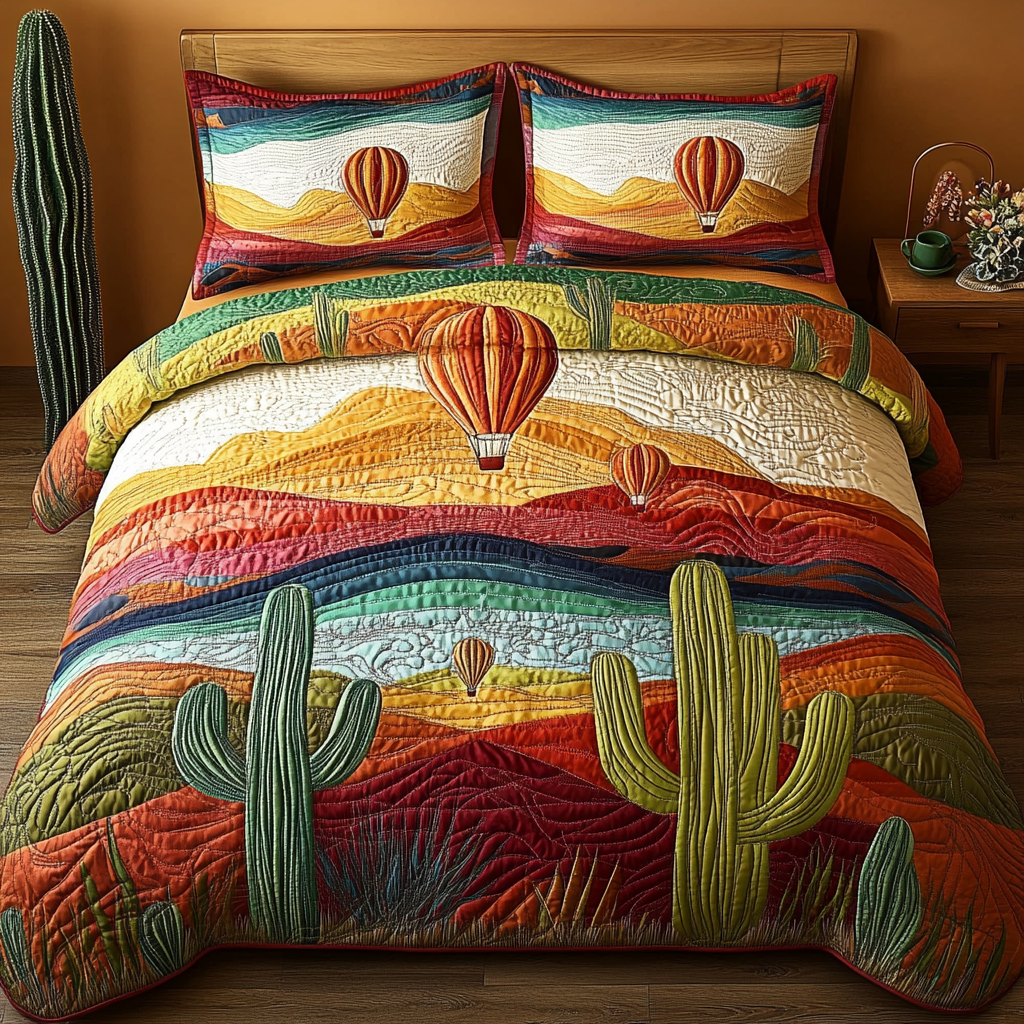 Painted Sky Quilted Bedding Set Bed Decorations Unique Cactus Gifts