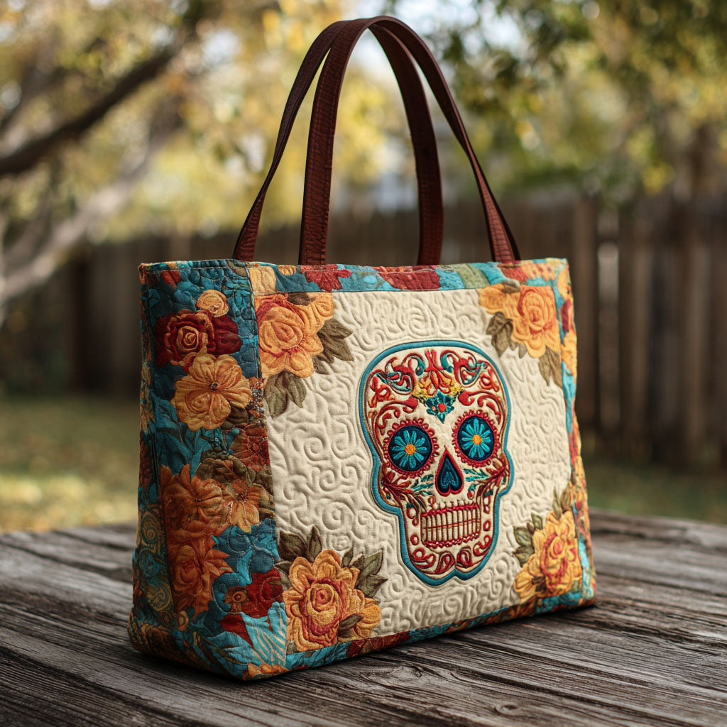 Painted Spirits Quilted Tote Bag Skull Gifts For Women