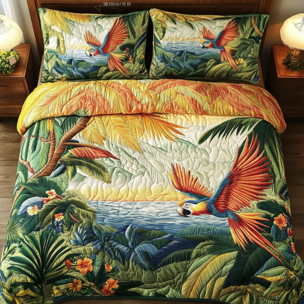 Painted Wings Quilted Bedding Set Best Bedding Gift for Holiday Season 2025