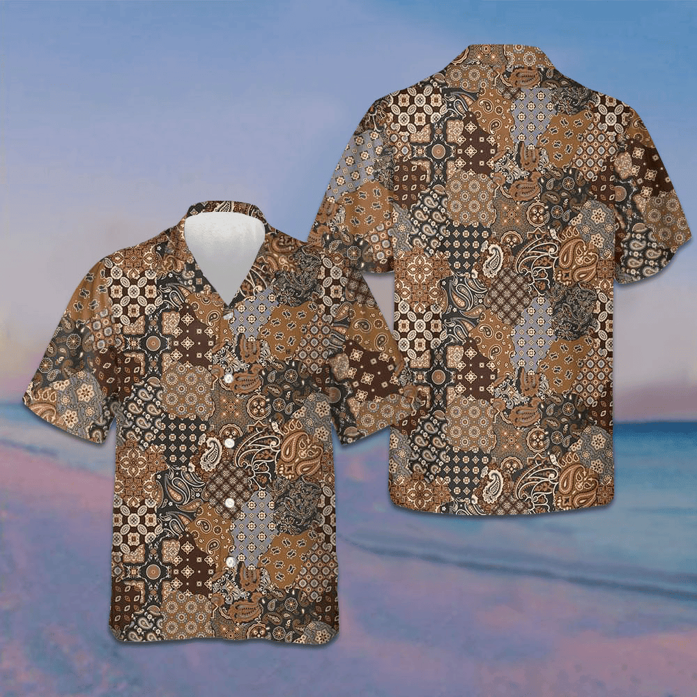 Paisley Geometric Pattern Hawaiian Shirt Tropical Button Down Gift For Him Paisley Geometric Pattern Hawaiian Shirt Tropical Button Down Gift For Him