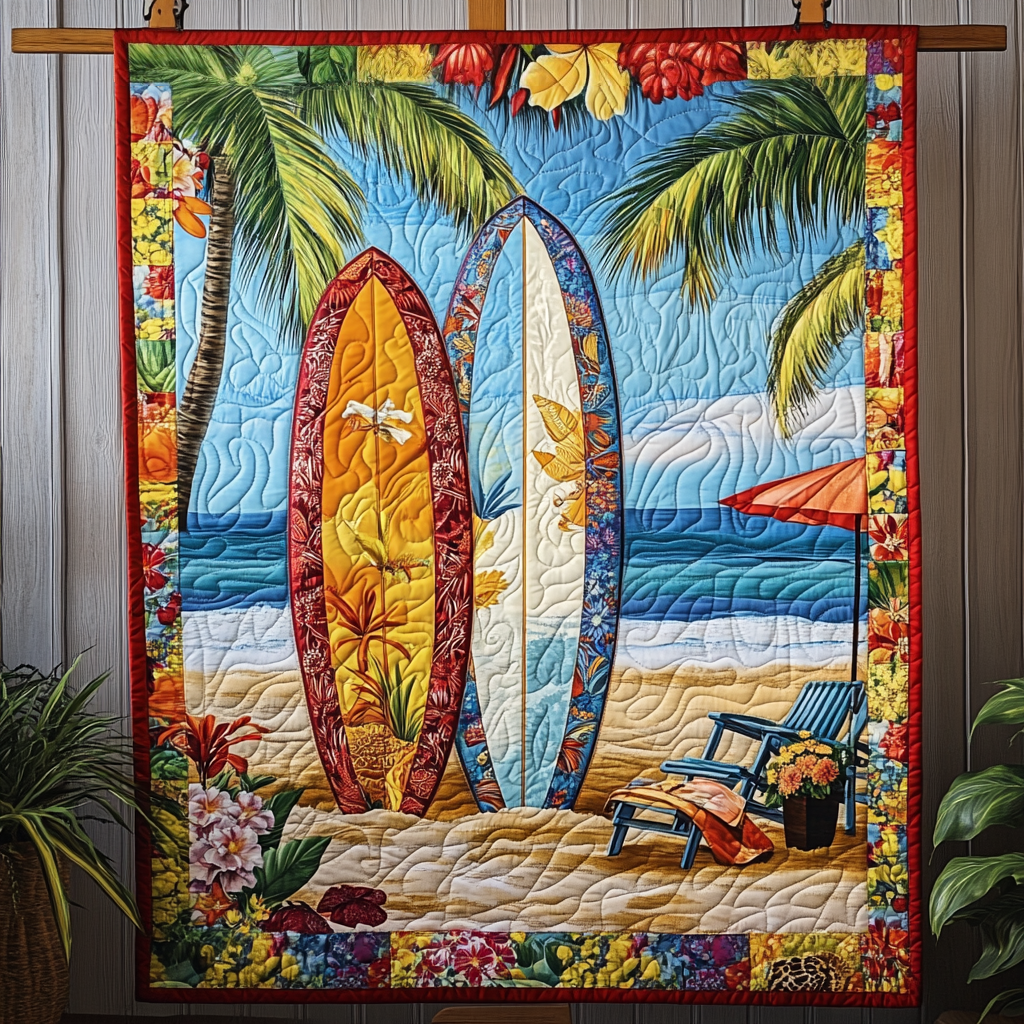 Palm Bloom Quilted Blanket Holiday Throw Blanket Best Gnome Gifts