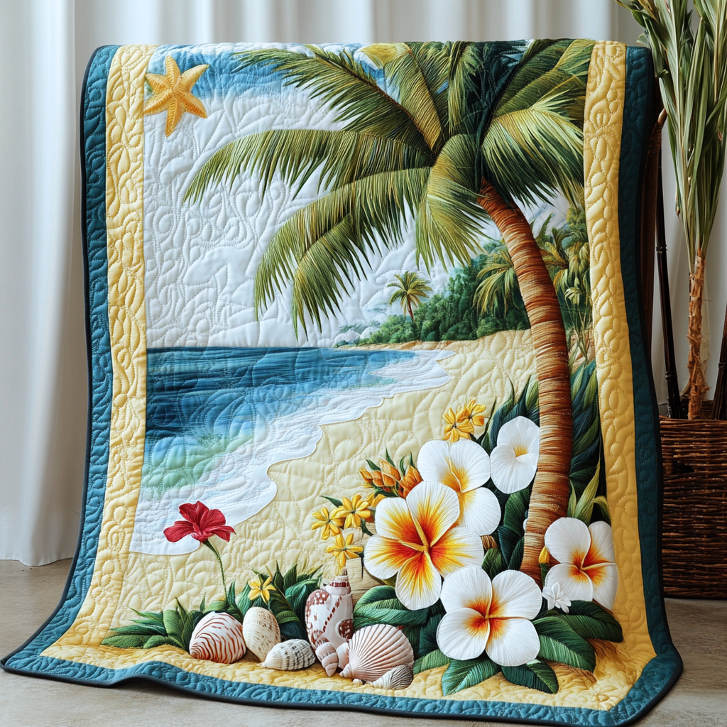 Palm Blossom Quilted Blanket Bed Room Decor Xmas Gifts For Mother In Law