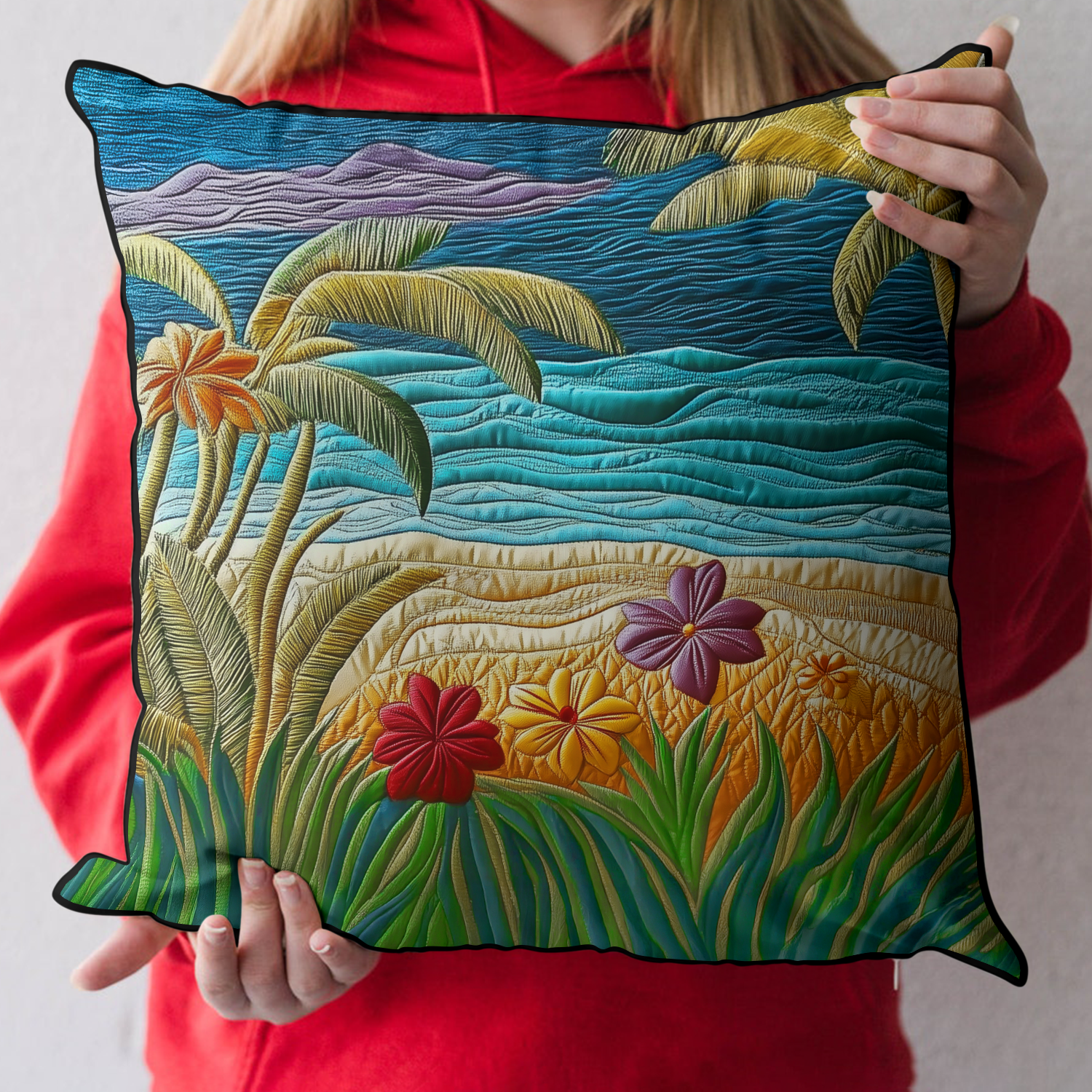 Palm Haven Quilted Pillow Case Nice Pillow Covers Great Gifts For Beach Lovers