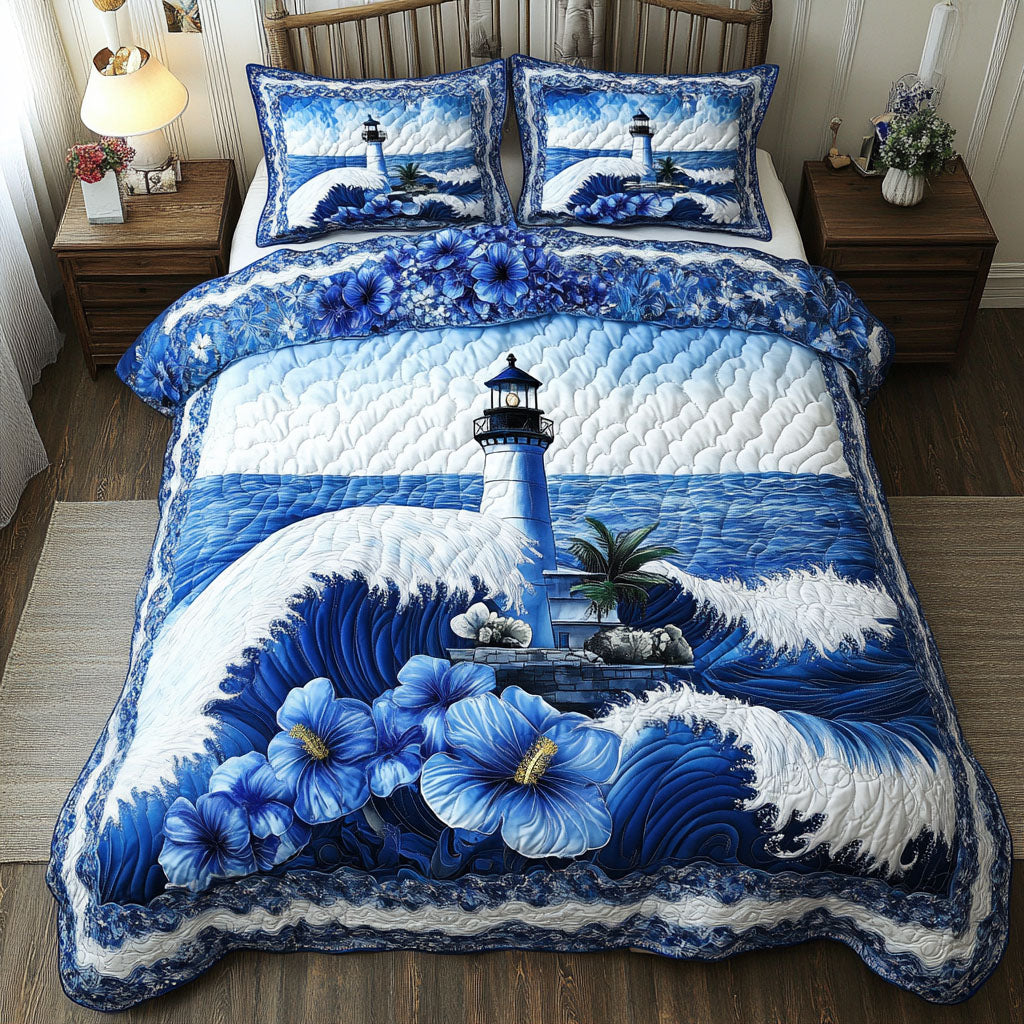 Palm Light Quilted Bedding Set Christmas Duvet Sets Lighthouse Gifts For Men