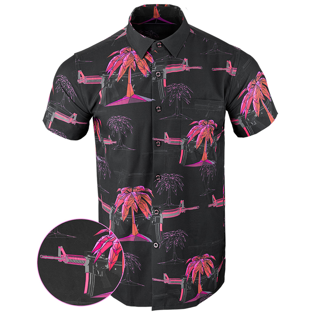Palm V2 Black Button Down Shirt Tactical Shirt Hawaii Style Gifts For Brother In Law