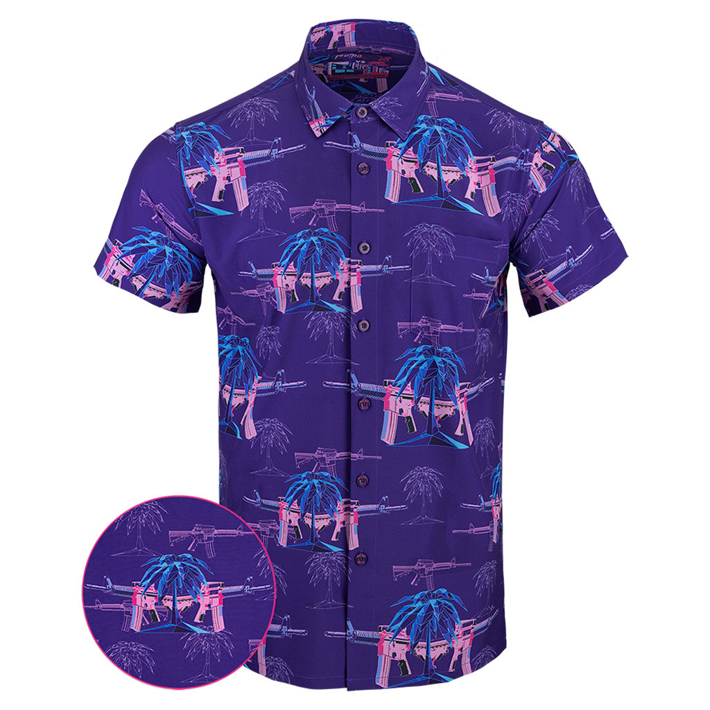 Palm V2 Purple Button Down Shirt Tactical Shirt Hawaii Style Gifts For Son In Law