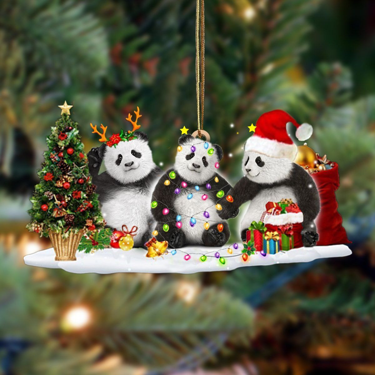 Panda Family Of 3 Ornament Cute Animal 2024 Christmas Ornaments Xmas Gifts For Her