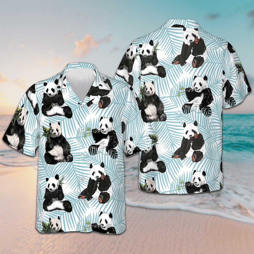 Panda On Palm Leaves Hawaiian Shirt Panda Lovers Mens Beach Shirts Button Up Gift Ideas Panda On Palm Leaves Hawaiian Shirt Panda Lovers Mens Beach Shirts Button Up Gift Ideas