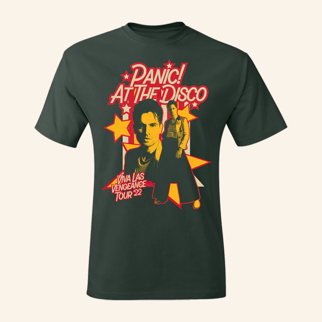 Panic At The Disco Merch Stars Dark Green Tour T-Shirt Music Lover Gifts For Him Panic At The Disco Merch Stars Dark Green Tour T-Shirt Music Lover Gifts For Him