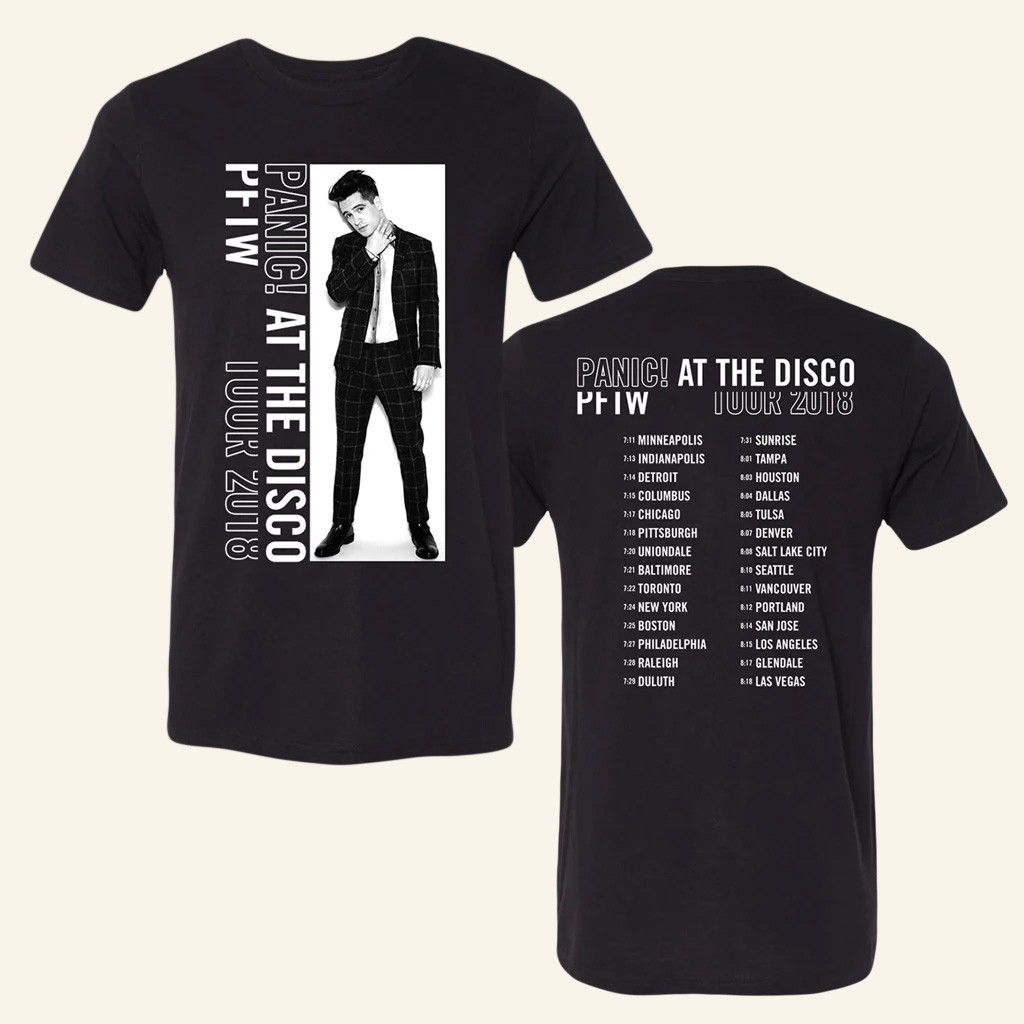 Panic At The Disco Merch White Block Photo Tour T-Shirt Fans Gifts Panic At The Disco Merch White Block Photo Tour T-Shirt Fans Gifts