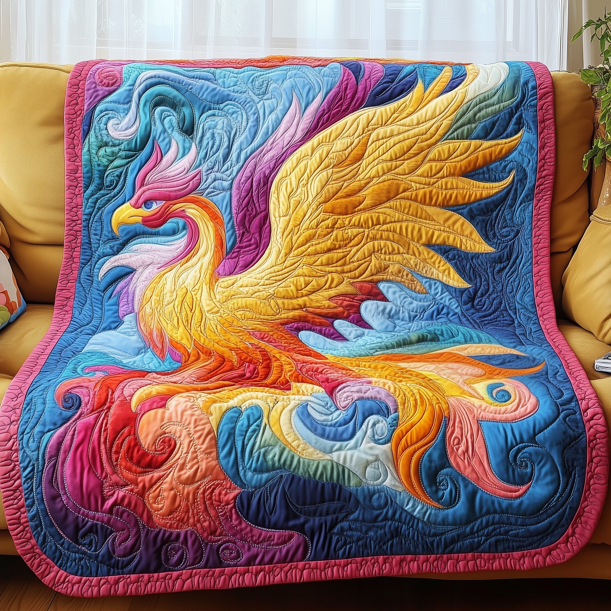 Pansexual Pride Phoenix Quilted Blanket Merchandise Throw BlanketGod Daughter Gifts