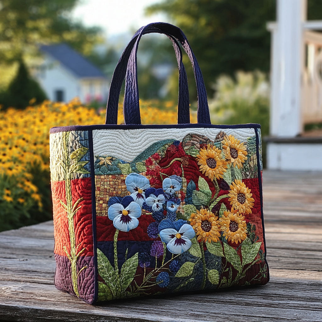 Pansy Whispers Quilted Tote Bag Best Gifts For Flower Lovers