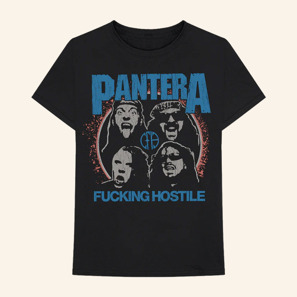 Pantera Merch Four Face Hostile T-Shirt Gift Ideas For Boyfriend