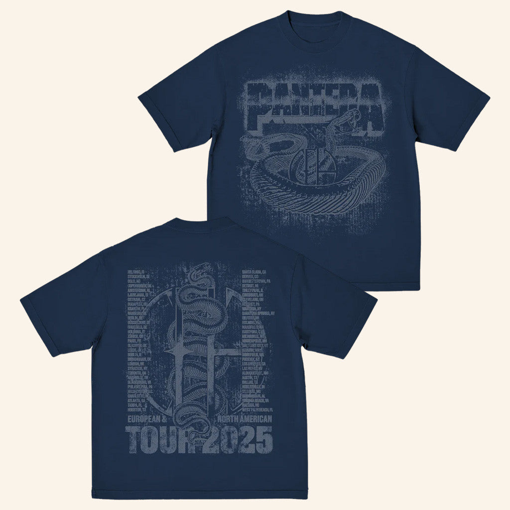 Pantera Merch Navy Snake CFH 2025 Tour T-Shirt Gifts For Besties Pantera Merch Navy Snake CFH 2025 Tour T-Shirt Gifts For Besties