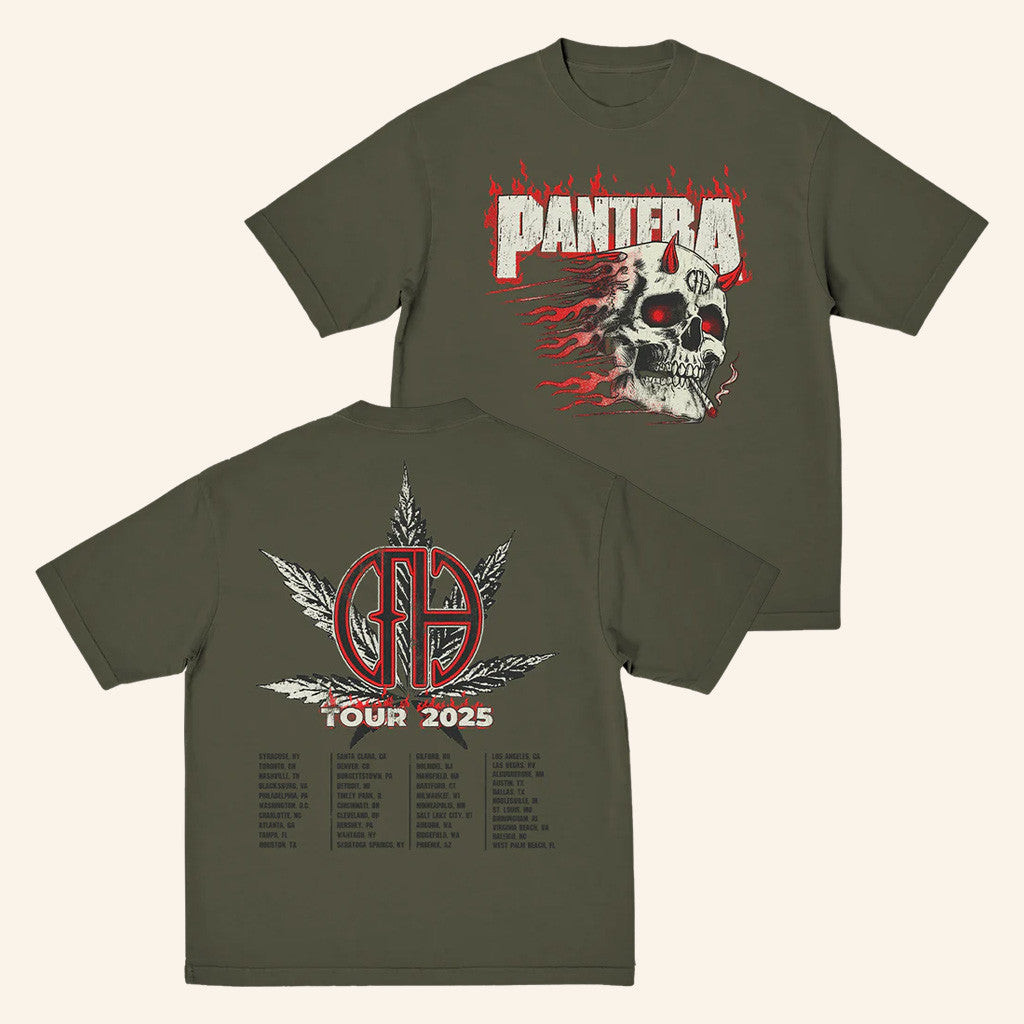 Pantera Merch Smoking Skull 2025 Tour T-Shirt Good Gifts For Boyfriend