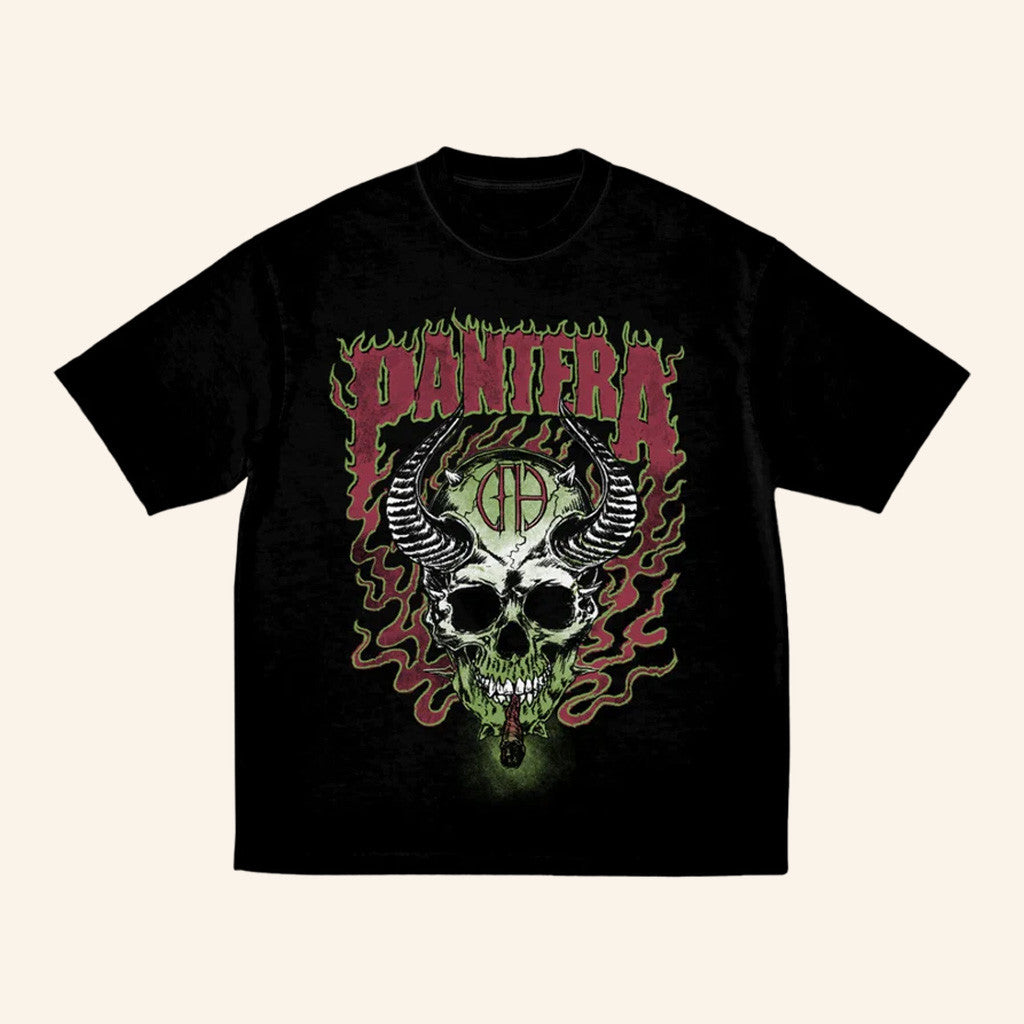 Pantera Merch Smoking Skull T-Shirt Gift Ideas For Dad