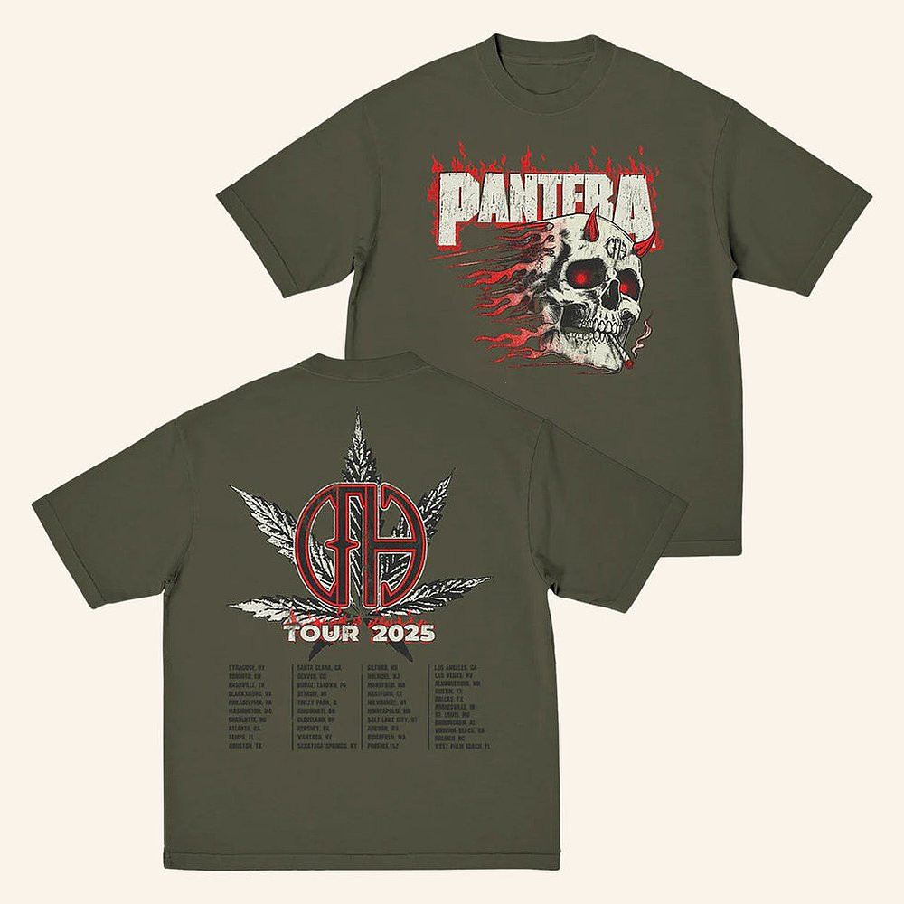 Pantera Smoking Skull 2025 Tour Merch T-Shirt Heavy Metal Merch Best Gift For Music Fans