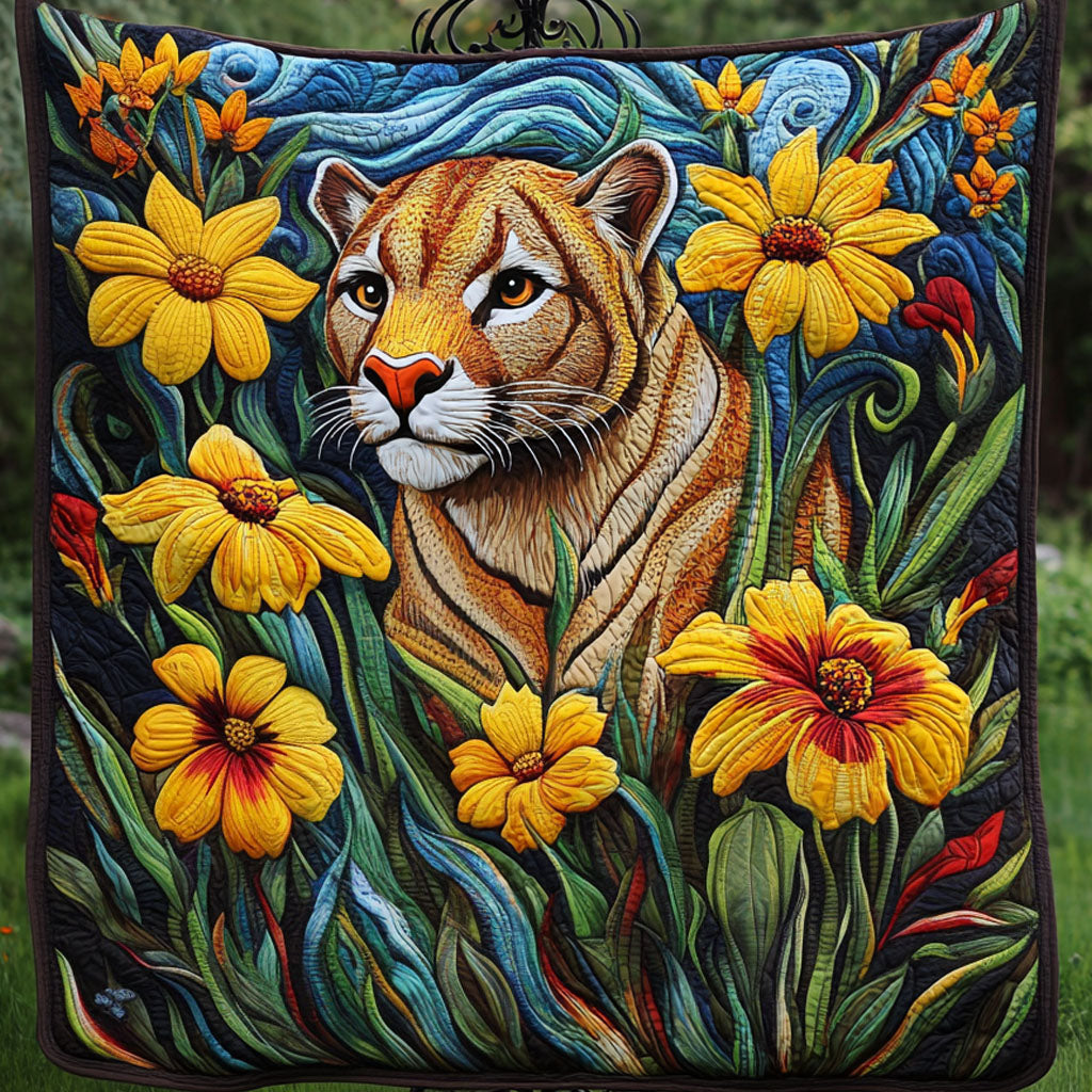 Panther in the Wild Quilted Blanket Best Couch Throw Blanket Gifts For Wildlife Enthusiasts