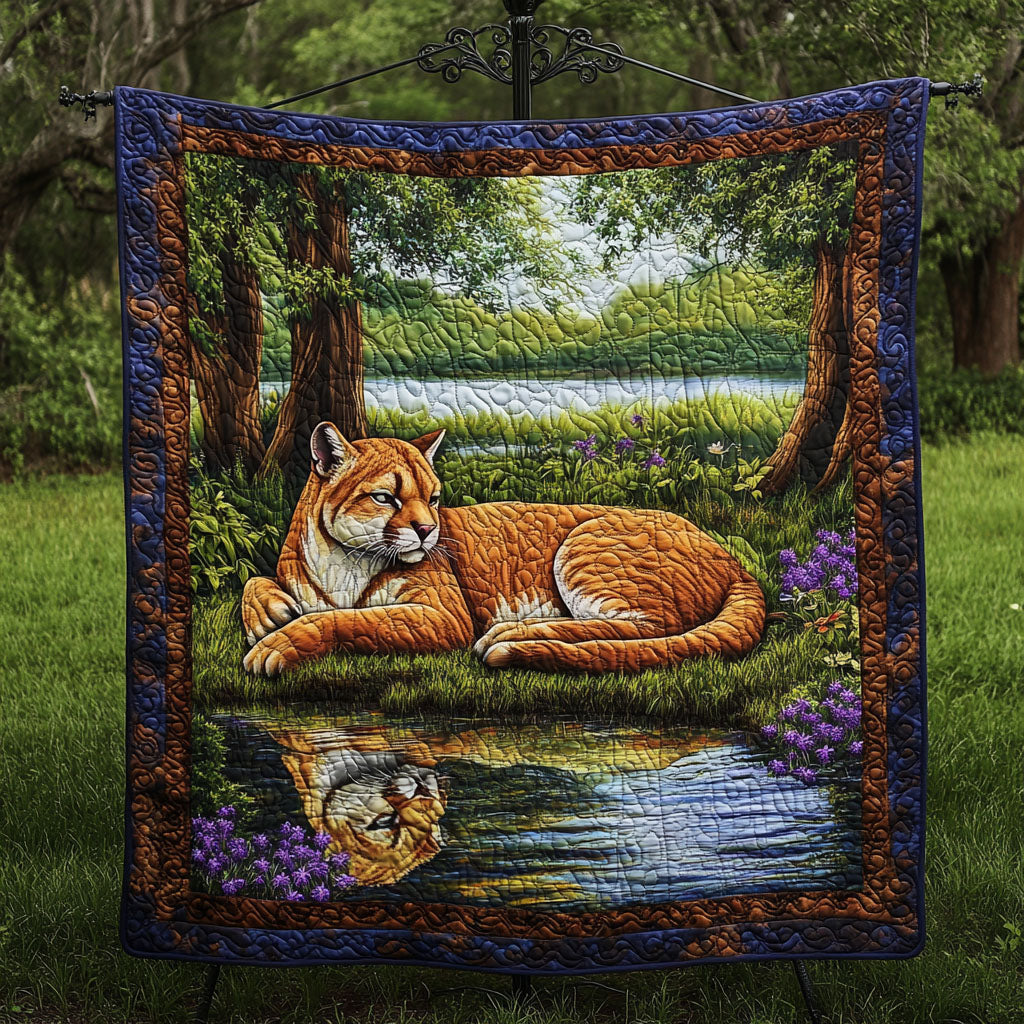 Panther Reflection Quilted Blanket Best Throw Blanket Christmas Gifts For Wildlife Lovers