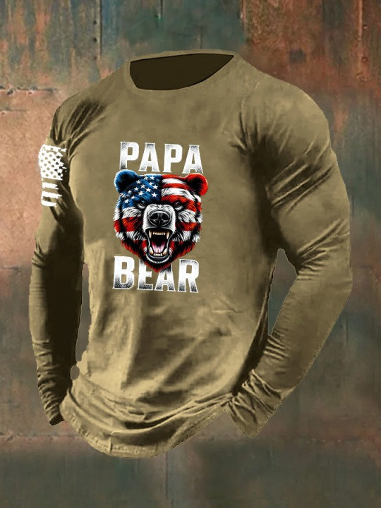 Papa Bear USA Long Sleeve Shirt Proud U.S Veterans Day Unique Memorial Veteran Apparel