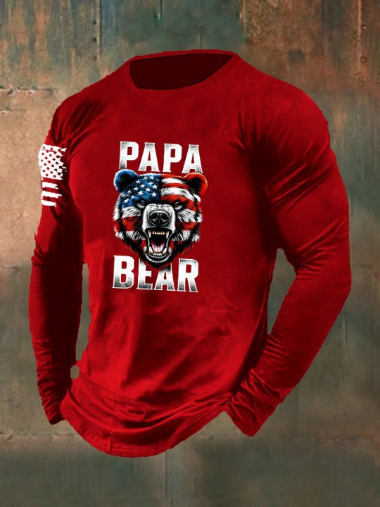 Papa Bear USA Long Sleeve Shirt Proud U.S Veterans Day Unique Memorial Veteran Apparel