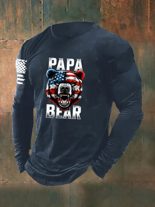 Papa Bear USA Long Sleeve Shirt Proud U.S Veterans Day Unique Memorial Veteran Apparel