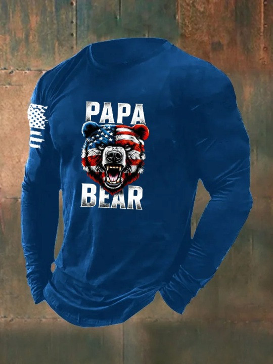 Papa Bear USA Long Sleeve Shirt Proud U.S Veterans Day Unique Memorial Veteran Apparel