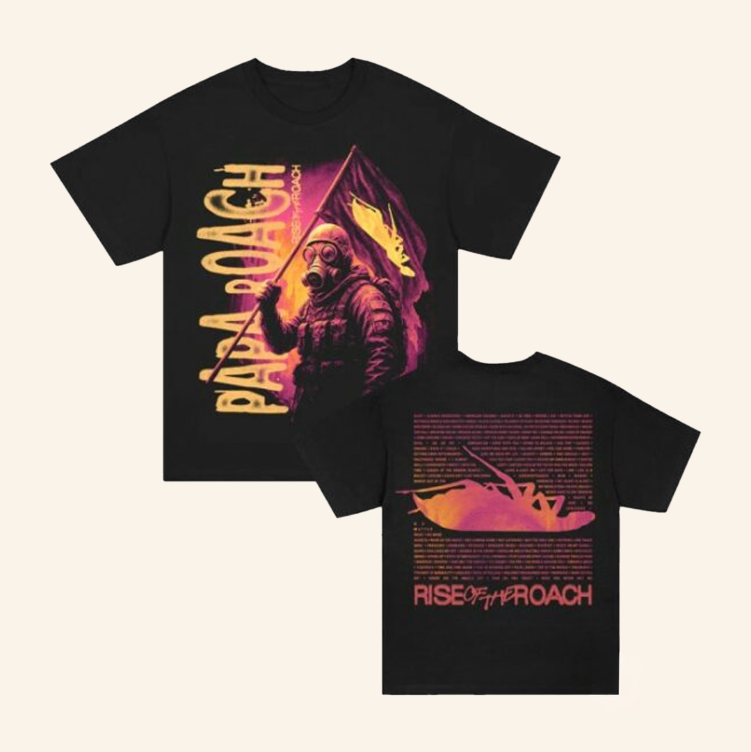 Papa Roach Merch Rise Of The Roach Soldier Shirt Black Papa Roach Merch Rise Of The Roach Soldier Shirt Black
