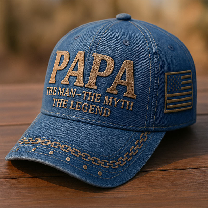 Papa The Man The Myth The Legend Hat American Flag Veteran Baseball Cap Gifts For Father