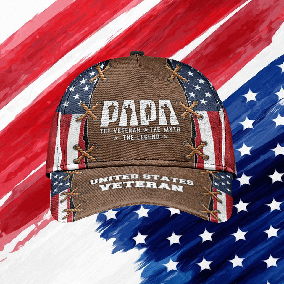 Papa United States Veteran Hat The Veteran The Myth The Legend Cap Gifts For Military