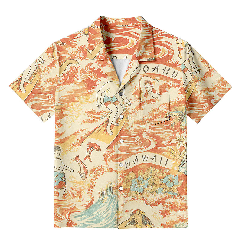 Papaya Tribute Camp Hawaiian Shirt Aloha Japanese Art Clothing Idea Gifts For Grandpa