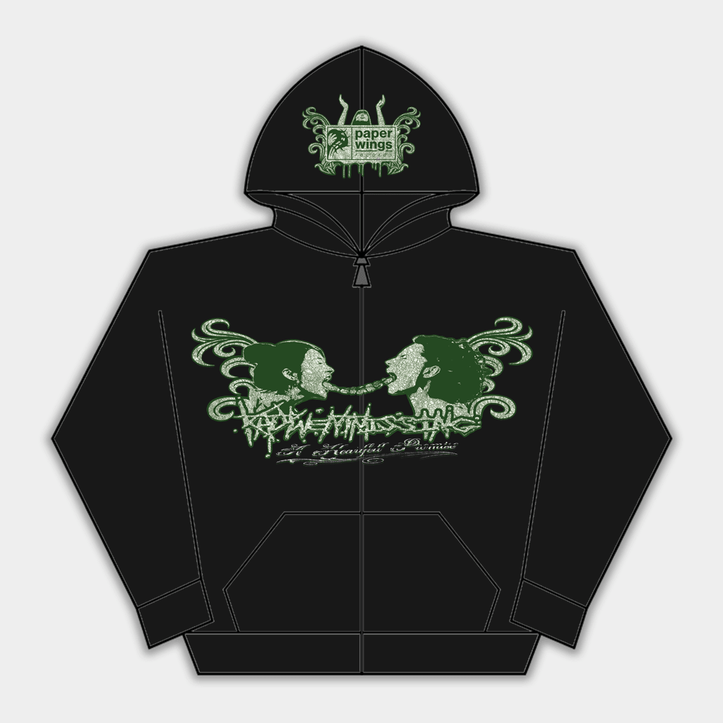 Paper Wings Records Merch Katywentmissing Black Zip Up Hoodie Birthday Gift For BFF