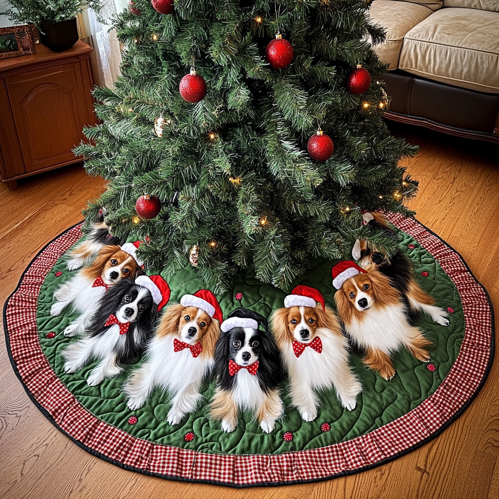 Papillon Christmas Joy Christmas Quilted Tree Skirt Magical Christmas Tree Skirt to Impress Guests