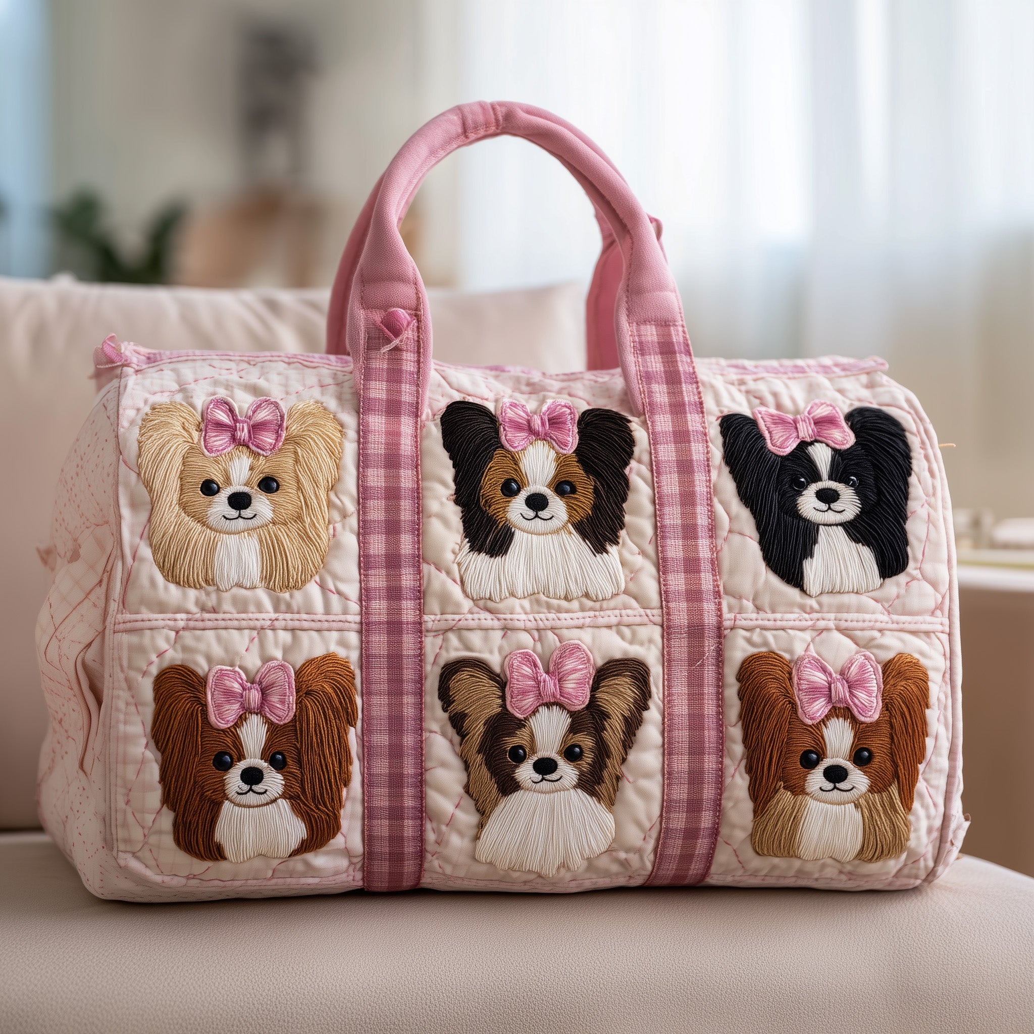 Papillon Dog Quilted Duffle Bag Everyday Gift Idea