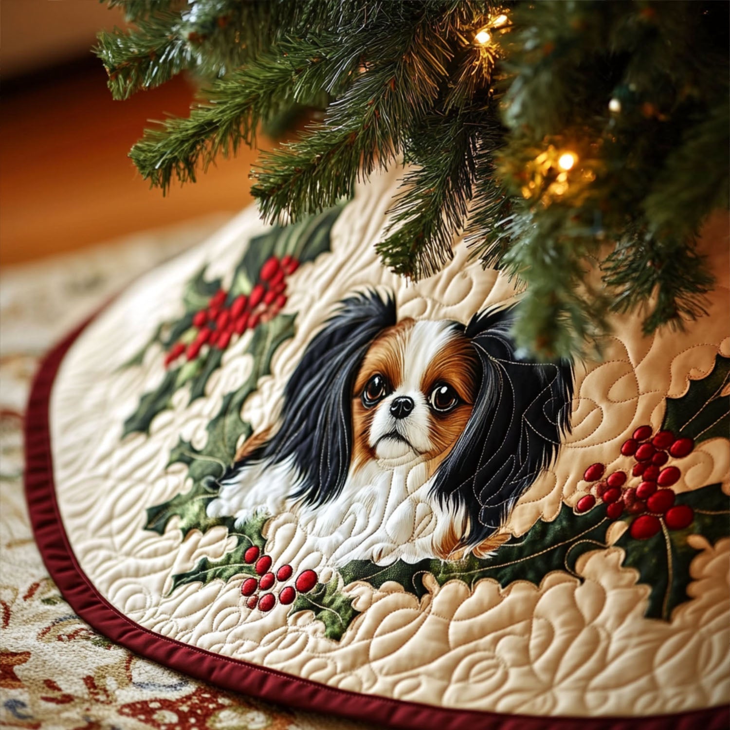 Papillon Fields Of Joy Quilted Christmas Tree Skirt Christmas Holiday Decor Home