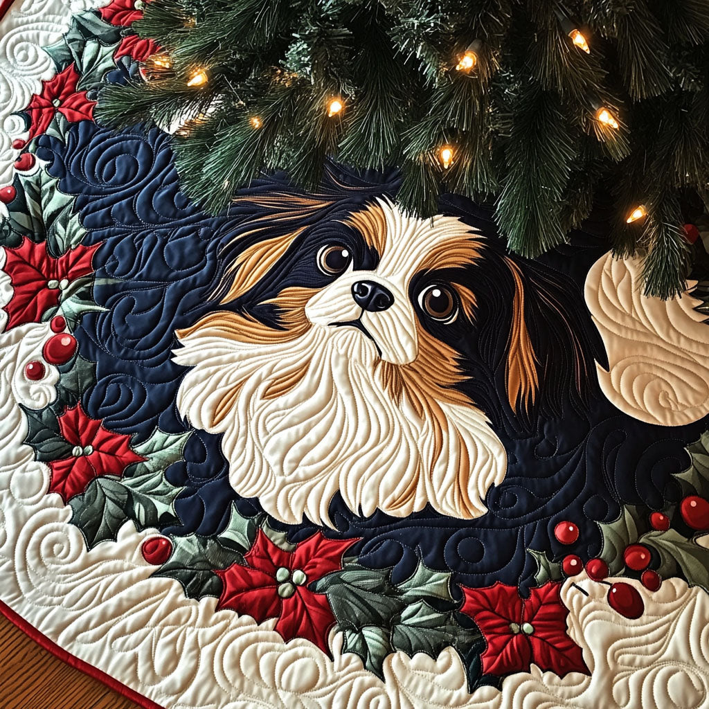 Papillon Garden Stroll Quilted Christmas Tree Skirt Heartwarming Christmas Tree Skirt Gift for Loved Ones