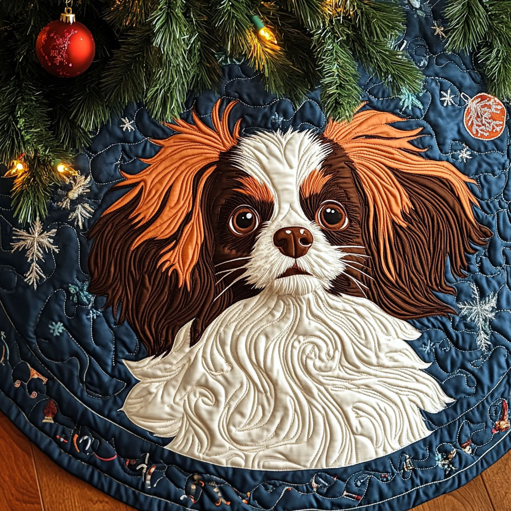 Papillon Meadow Breeze Quilted Christmas Tree Skirt Christmas Holiday Decor Home