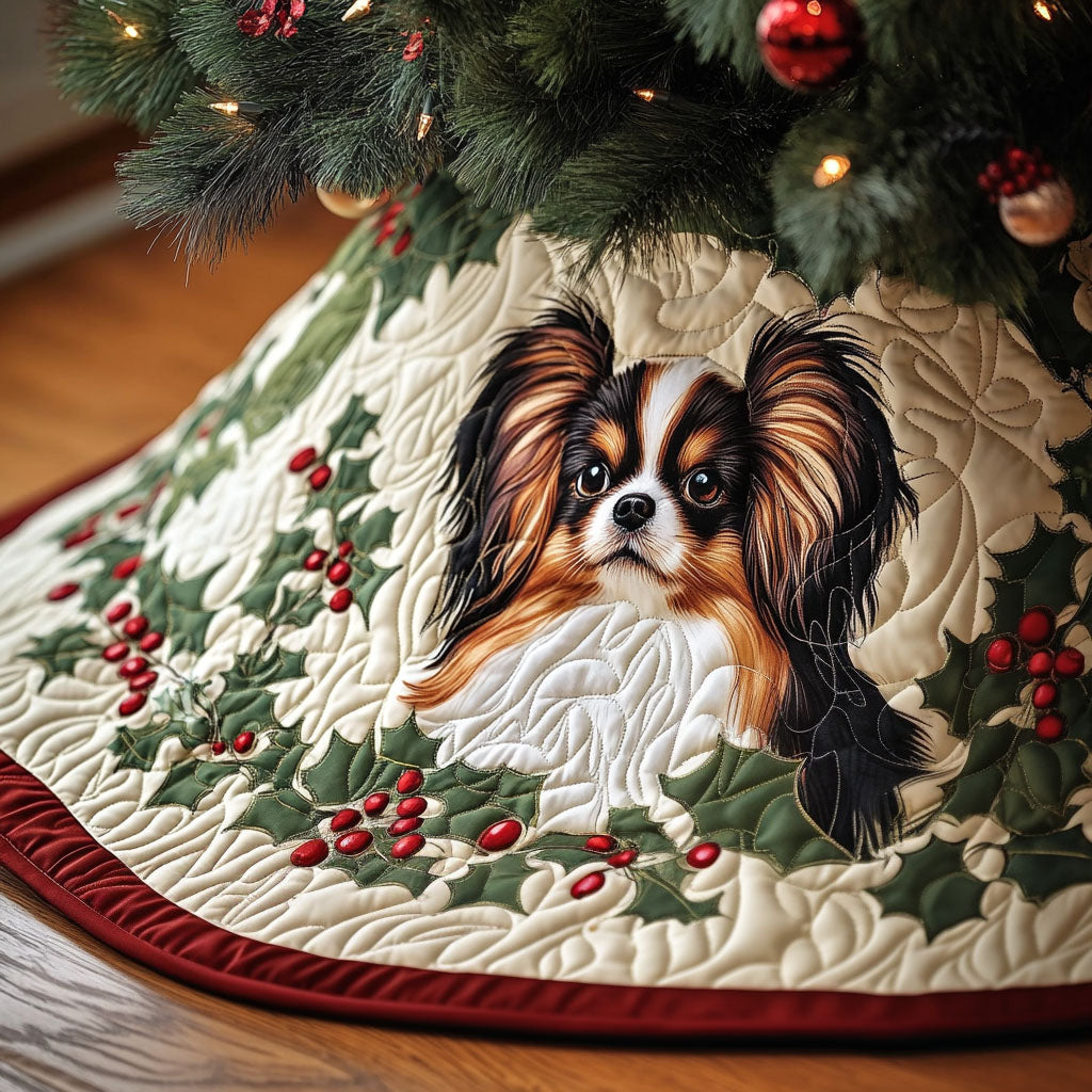 Papillon Radiance Quilted Christmas Tree Skirt Christmas Holiday Decor Home