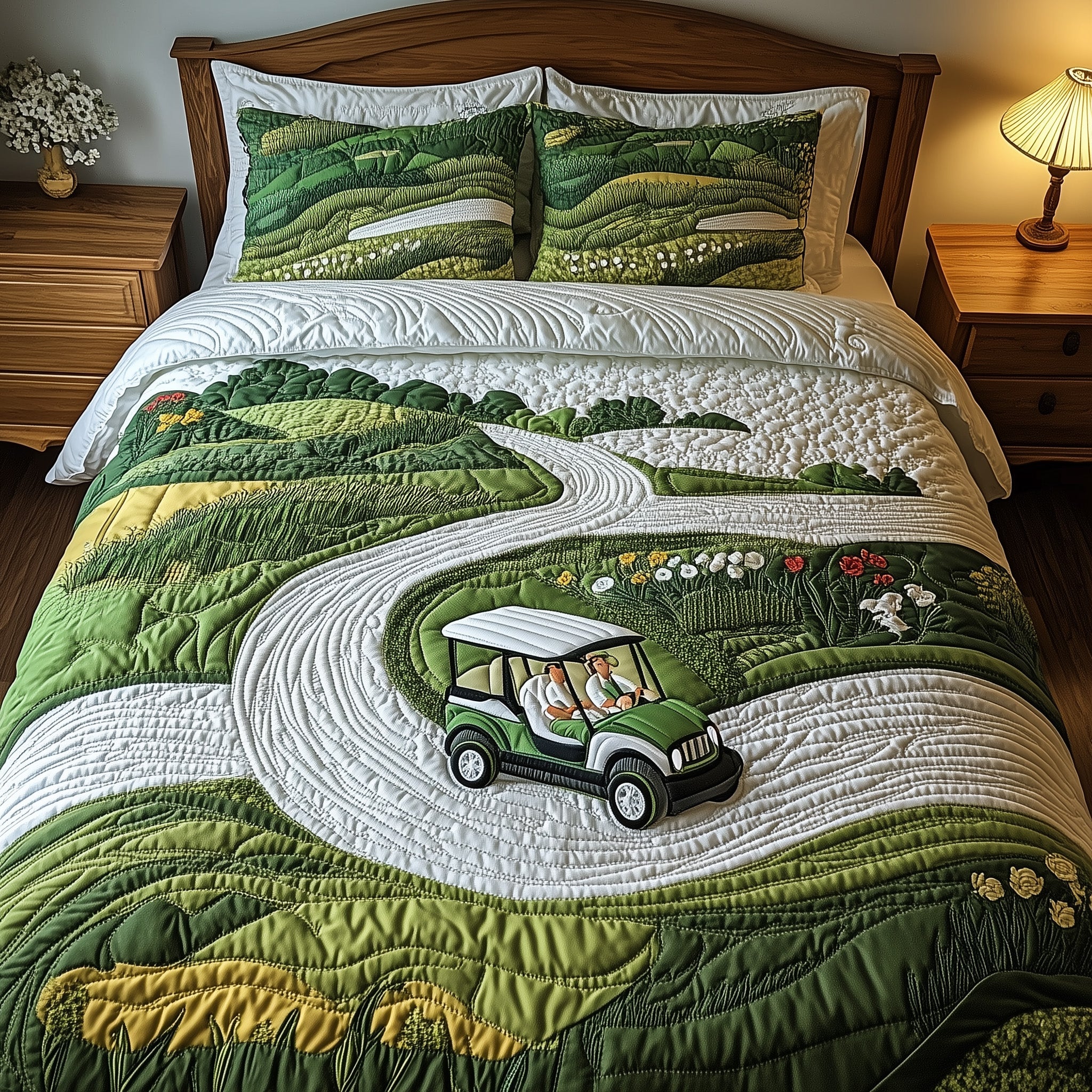 Par for the Night Quilted Bedding Set Duvet Cover Merchandise Gifts For Male Golfers