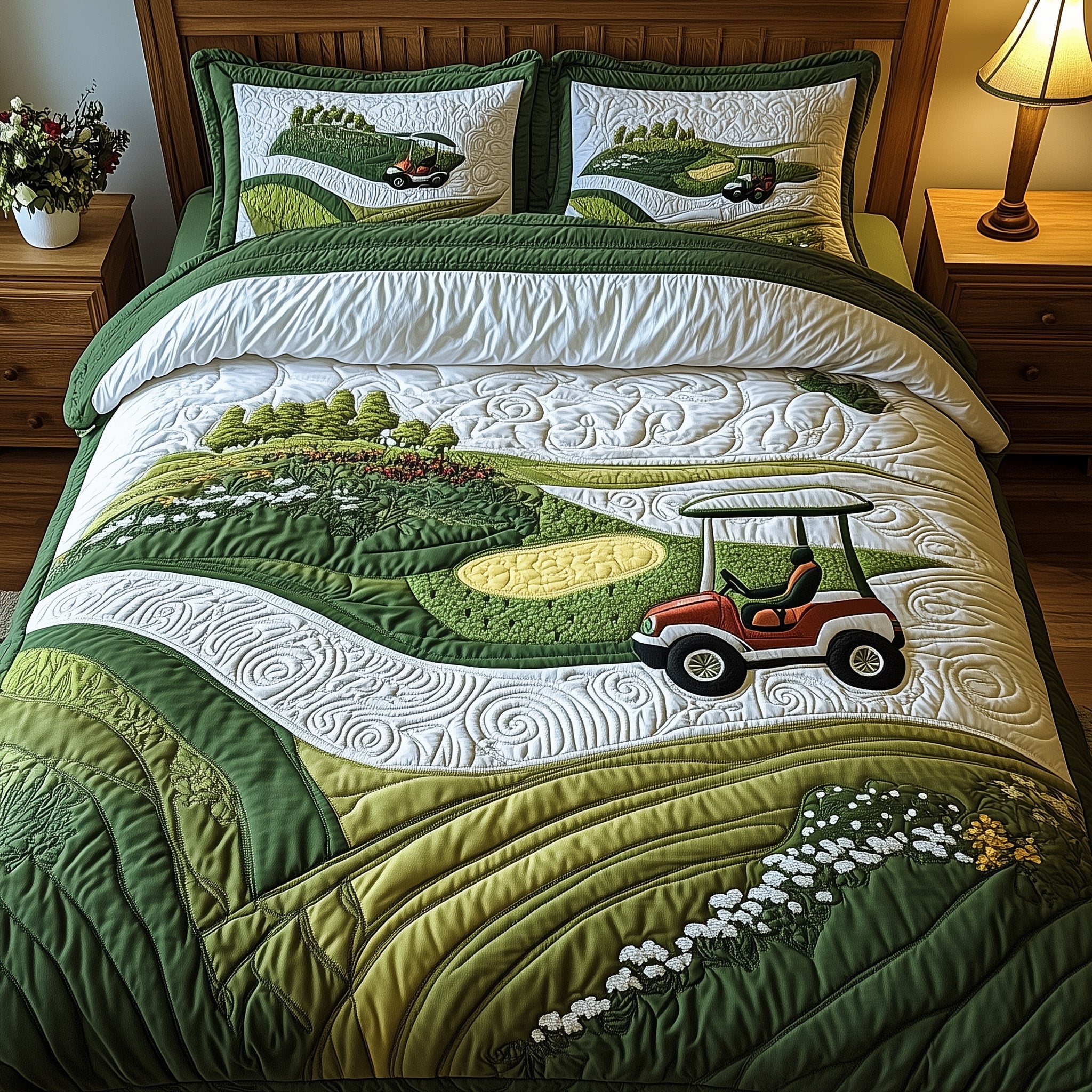 Par for the Night Quilted Bedding Set Duvet Cover Merchandise Good Golf Presents