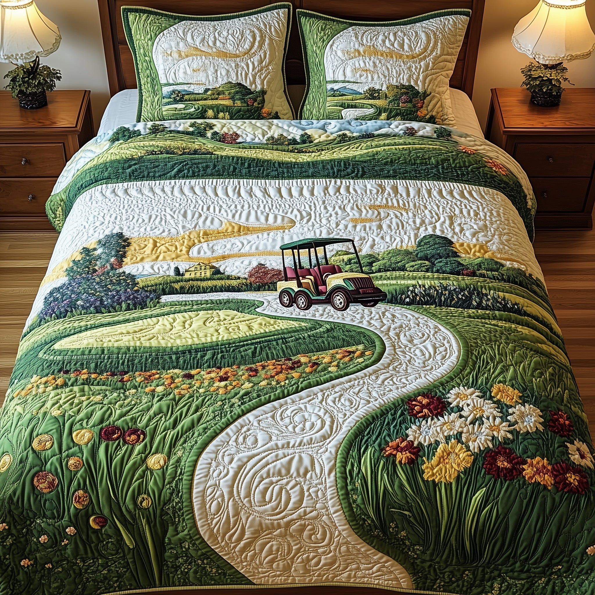 Par for the Night Quilted Bedding Set Duvet Cover Merchandise Mens Gifts Golf