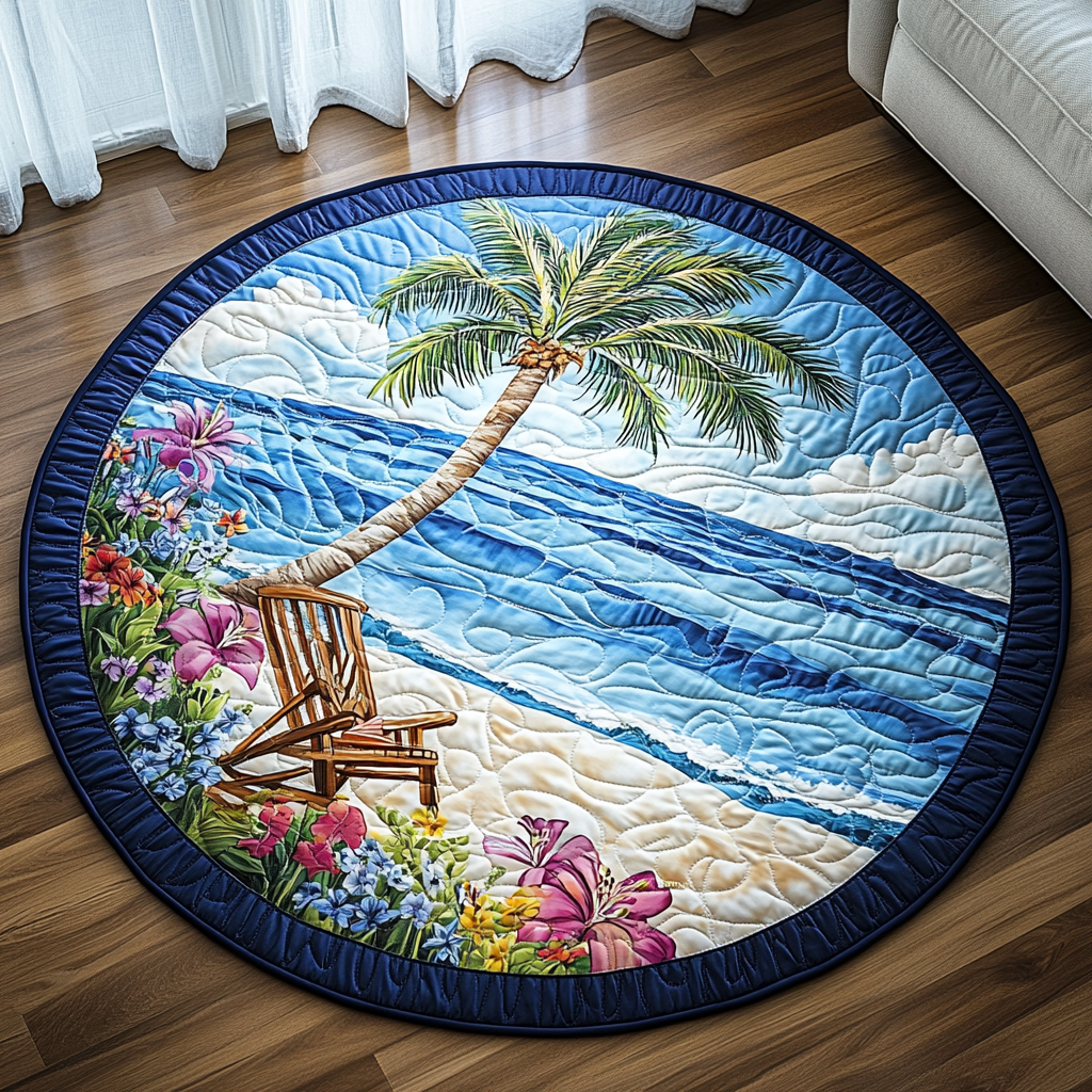 Paradise Path Quilted Round Mat Outdoor Entryway Decor Birthday Gifts For Beach Lovers