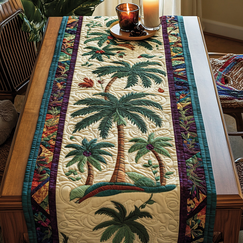 Paradise Path Quilted Table Runner Ocean Table Runner Unique Gifts For Family