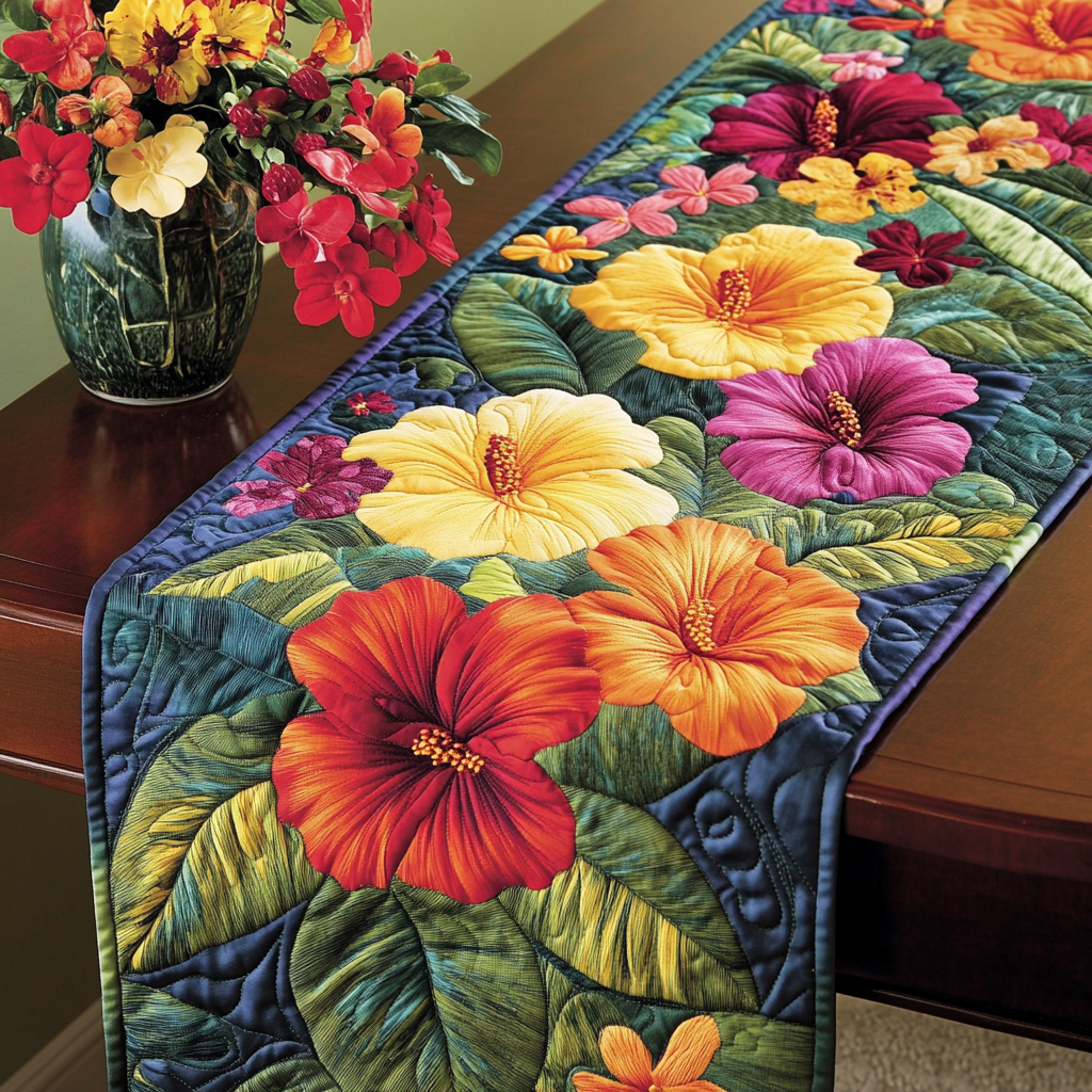 Paradise Table Quilted Table Runner Flower Table Cover Birthday Gifts For Friends